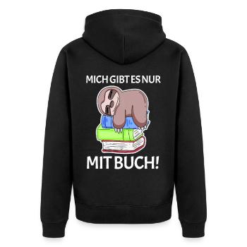 Buch Spruch Bücher lesen Leser Geschenk - Unisex Premium Bio Zip Hoodie - Schwarz - Hinten - Nico (187cm)