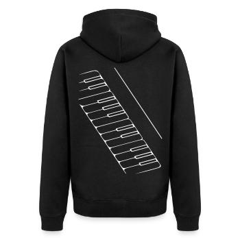 Clavier abstrait / ligne / blanc / motif musique - Veste à capuche bio Premium Unisexe - noir - Dos - Nico (187cm)