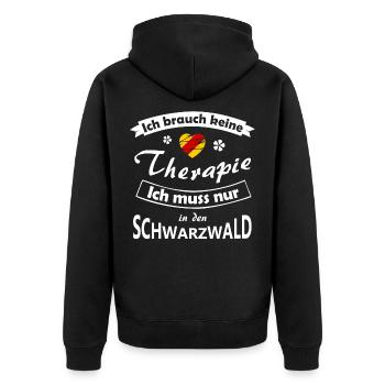 Schwarzwald Therapie Baden - Unisex Premium Bio Zip Hoodie - Schwarz - Hinten - Nico (187cm)