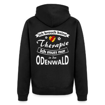 Odenwald Therapie - Unisex Premium Bio Zip Hoodie - Schwarz - Hinten - Nico (187cm)