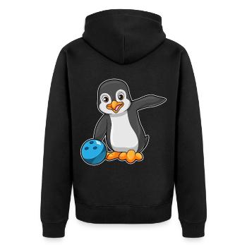 Penguin Bowling Bowling Ball - Unisex Premium Organic Zip Hoodie - black - Back - Nico (187cm)