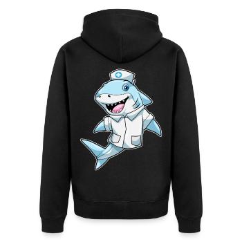 Hai Krankenschwester  - Unisex Premium Bio Zip Hoodie - Schwarz - Hinten - Nico (187cm)