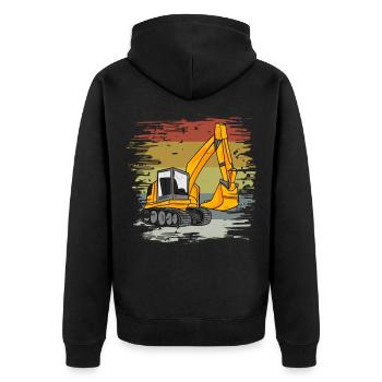 Excavator Construction Site Retro - Unisex Premium Organic Zip Hoodie - black - Back - Nico (187cm)