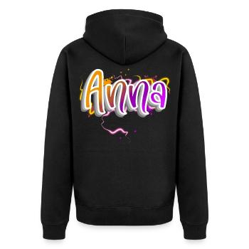 Anna - Unisex Premium Bio Zip Hoodie - Schwarz - Hinten - Nico (187cm)