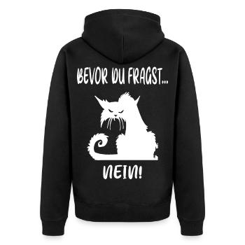 Bevor du fragst, Nein ! - Unisex Premium Bio Zip Hoodie - Schwarz - Hinten - Nico (187cm)