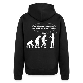 évolution inversée - Veste à capuche bio Premium Unisexe - noir - Dos - Nico (187cm)