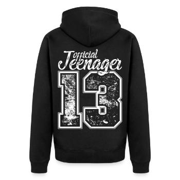 Officiellement adolescent 13 ans 13 anniversaire garçons - Veste à capuche bio Premium Unisexe - noir - Dos - Nico (187cm)