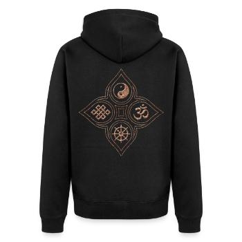 Yin Yang relief en pierre om dharmachakra noeud - Veste à capuche bio Premium Unisexe - noir - Dos - Nico (187cm)