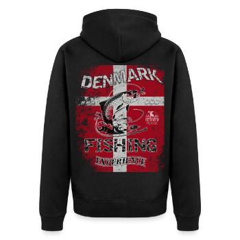Denmark Fishing Flag Fishing Fish Design - Unisex Premium Organic Zip Hoodie - black - Back - Nico (187cm)