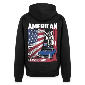 American Classic Cars - Unisex Premium Organic Zip Hoodie - black - Back - Nico (187cm)