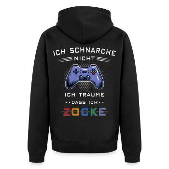 Ich schnarche nicht Zocken Gamer Konsole Zocker - Unisex Premium Bio Zip Hoodie - Schwarz - Hinten - Nico (187cm)