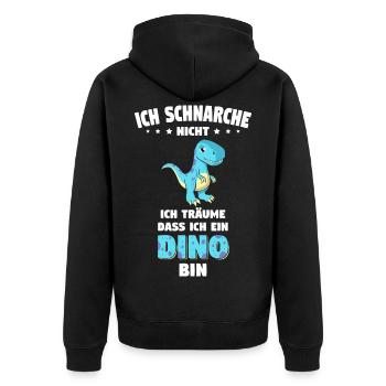 Ich schnarche nicht Ich träume ich wäre ein Dino - Unisex Premium Bio Zip Hoodie - Schwarz - Hinten - Nico (187cm)