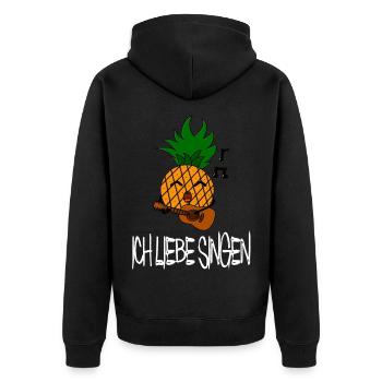 Ich liebe Singen / Musik / Sprüche / Ananas - Unisex Premium Bio Zip Hoodie - Schwarz - Hinten - Nico (187cm)