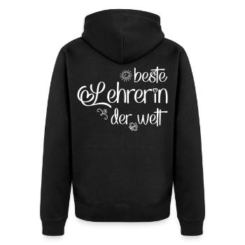 Lehrerin - Unisex Premium Bio Zip Hoodie - Schwarz - Hinten - Nico (187cm)
