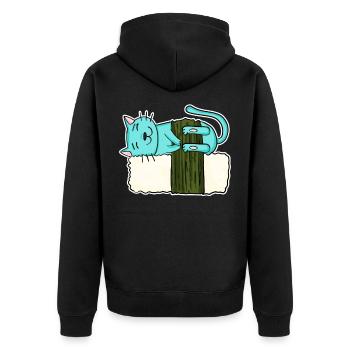 Katze Sushi Japanisch Essen Japan Katzenliebe - Unisex Premium Bio Zip Hoodie - Schwarz - Hinten - Nico (187cm)