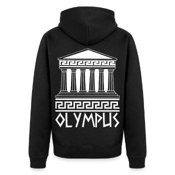 Weißer Tempel am Olymp - Unisex Premium Bio Zip Hoodie - Schwarz - Hinten - Nico (187cm)