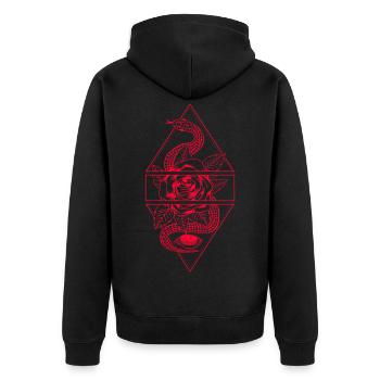 Schlange Aesthetic Clothing Soft Grunge Goth Punk - Unisex Premium Bio Zip Hoodie - Schwarz - Hinten - Nico (187cm)