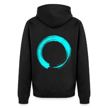 Kreis - Unisex Premium Bio Zip Hoodie - Schwarz - Hinten - Nico (187cm)