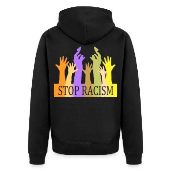 Stop au racisme - Veste à capuche bio Premium Unisexe - noir - Dos - Nico (187cm)