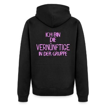 Lustiger Spruch Gruppe - Unisex Premium Bio Zip Hoodie - Schwarz - Hinten - Nico (187cm)