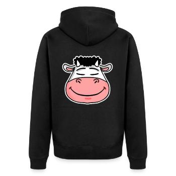 cow - Unisex Premium Organic Zip Hoodie - black - Back - Nico (187cm)