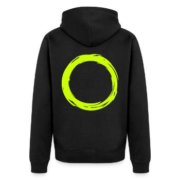 Kreis - Unisex Premium Bio Zip Hoodie - Schwarz - Hinten - Nico (187cm)