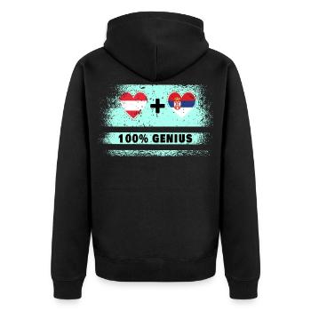 Austria and Serbia 100% Ingenious / Gift - Unisex Premium Organic Zip Hoodie - black - Back - Nico (187cm)