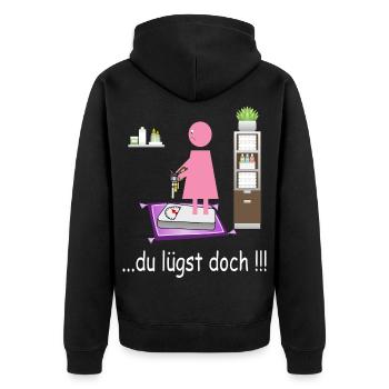 Lustiges Badezimmer Bild - Unisex Premium Bio Zip Hoodie - Schwarz - Hinten - Nico (187cm)