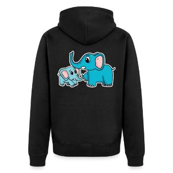 Éléphant avec enfant - Éléphant avec bébé - Veste à capuche bio Premium Unisexe - noir - Dos - Nico (187cm)