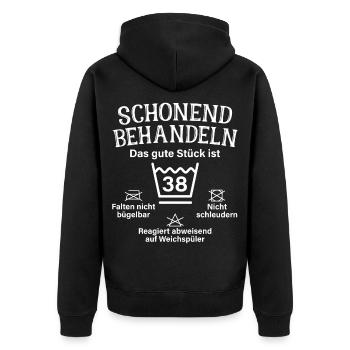Gentle treat 38 gift for 38th birthday - Unisex Premium Organic Zip Hoodie - black - Back - Nico (187cm)