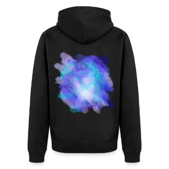 Aquarelle Violet Turquoise Azur Illustration - Veste à capuche bio Premium Unisexe - noir - Dos - Nico (187cm)