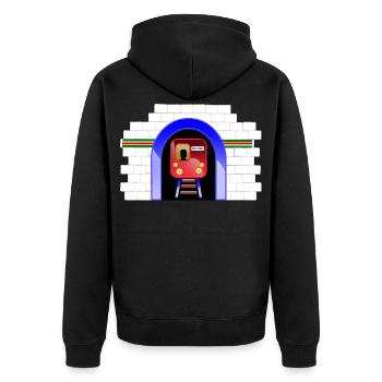 Blue Tunnel Train in Archway - Unisex Premium Organic Zip Hoodie - black - Back - Nico (187cm)
