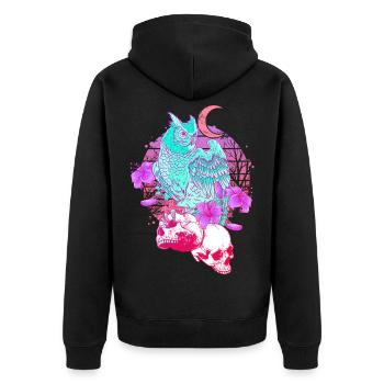 Pastel Goth Tête de mort Hibou Aesthetic Clothes lune - Veste à capuche bio Premium Unisexe - noir - Dos - Nico (187cm)