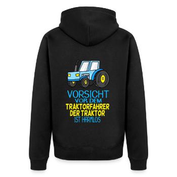 Trecker Traktorfahrer Geschenk - Unisex Premium Bio Zip Hoodie - Schwarz - Hinten - Nico (187cm)