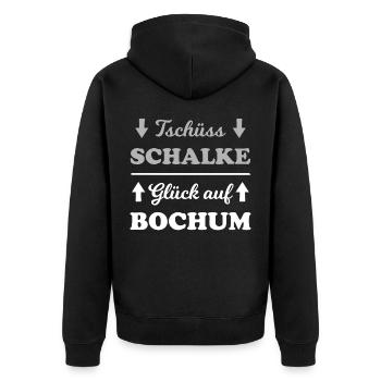 Aufstieg Bochum - Unisex Premium Bio Zip Hoodie - Schwarz - Hinten - Nico (187cm)
