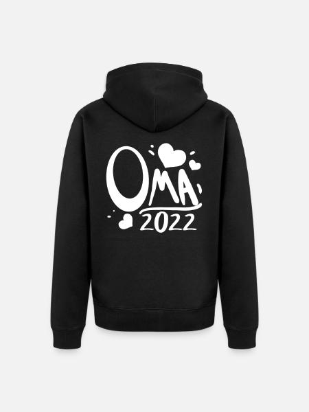 Oma 2022 - Werdende Oma - Unisex Premium Bio Zip Hoodie - Schwarz