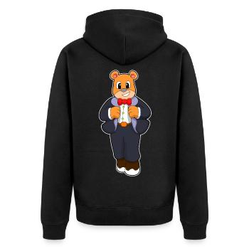 Bär Bräutigam Anzug Hochzeit - Unisex Premium Bio Zip Hoodie - Schwarz - Hinten - Nico (187cm)