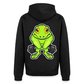 Bodybuilder Grenouille Bodybuilding Barre, Bodybuilding - Veste à capuche bio Premium Unisexe - noir - Dos - Nico (187cm)