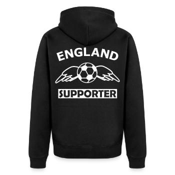 England Fußball Fan - Unisex Premium Bio Zip Hoodie - Schwarz - Hinten - Nico (187cm)