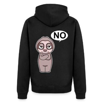 Sloth is annoyed and says no - Unisex Premium Organic Zip Hoodie - black - Back - Nico (187cm)