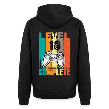 Level 18 Complete Controller 18th Birthday - Unisex Premium Organic Zip Hoodie - black - Back - Nico (187cm)