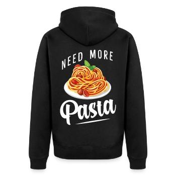 Spaghetti - Pasta - Penne - Nudeln - Unisex Premium Bio Zip Hoodie - Schwarz - Hinten - Nico (187cm)