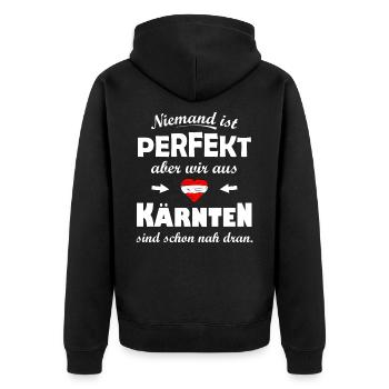 Kärnten Österreich - Unisex Premium Bio Zip Hoodie - Schwarz - Hinten - Nico (187cm)