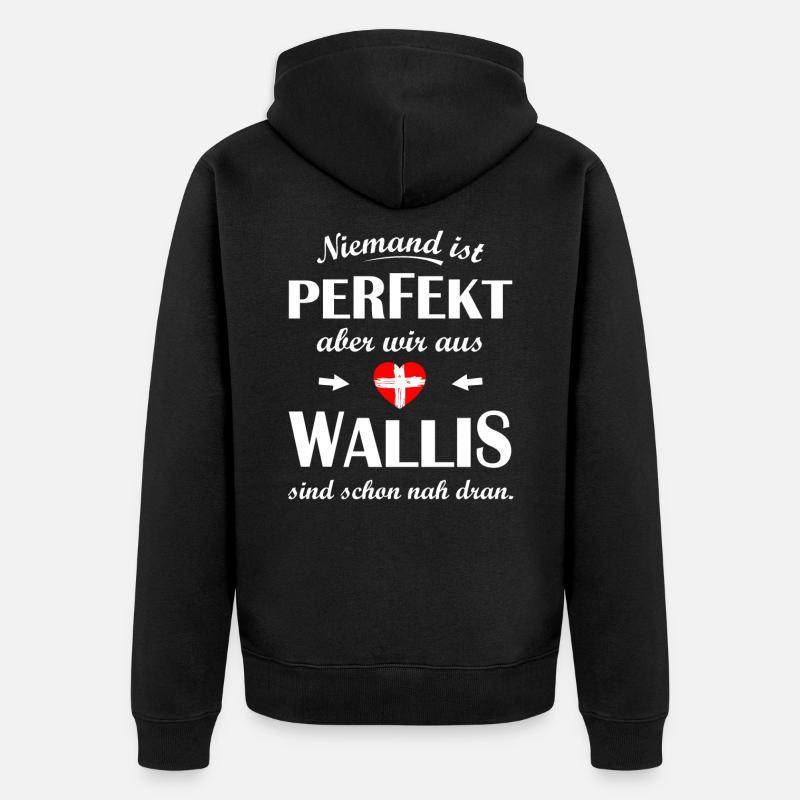 Kanton Wallis Schweiz - Unisex Premium Bio Zip Hoodie - Schwarz