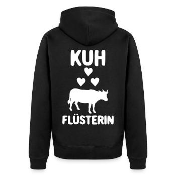 Kuhflüsterin Bauer mit Kuhherde Kuhliebe - Unisex Premium Bio Zip Hoodie - Schwarz - Hinten - Nico (187cm)