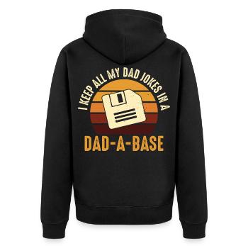 Dad Joke Floppy Disk Retro Design - Unisex Premium Organic Zip Hoodie - black - Back - Nico (187cm)