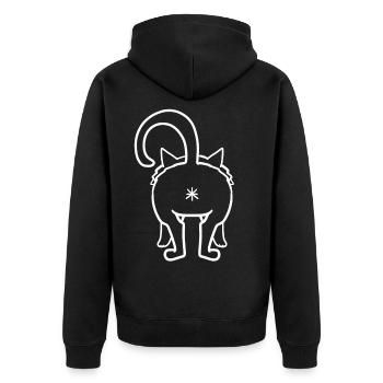 Cat from behind - Unisex Premium Organic Zip Hoodie - black - Back - Nico (187cm)