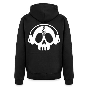 Tête de mort manga and music (white) - Unisex Premium Organic Zip Hoodie - black - Back - Nico (187cm)