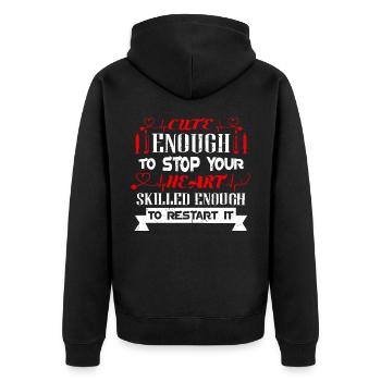 Funny Paramedic Quote Gift For EMT CNA Nurse - Unisex Premium Organic Zip Hoodie - black - Back - Nico (187cm)