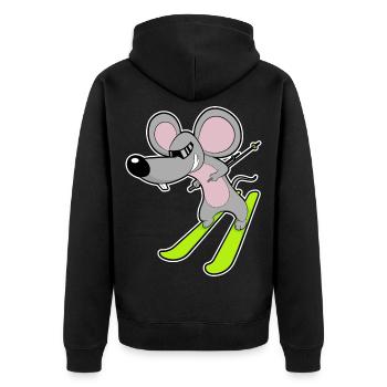 Mouse Skier Ski - Unisex Premium Organic Zip Hoodie - black - Back - Nico (187cm)